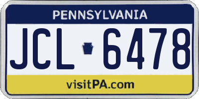 PA license plate JCL6478