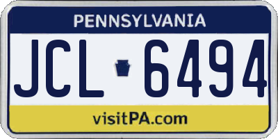 PA license plate JCL6494