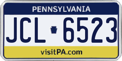 PA license plate JCL6523