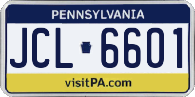PA license plate JCL6601