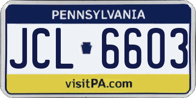 PA license plate JCL6603