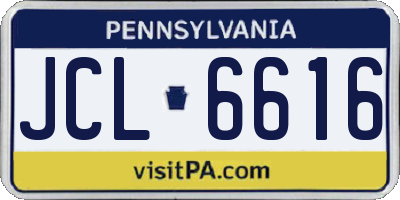 PA license plate JCL6616