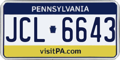PA license plate JCL6643