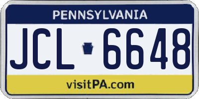 PA license plate JCL6648