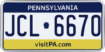PA license plate JCL6670
