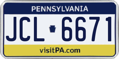 PA license plate JCL6671