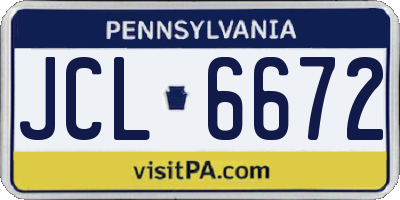 PA license plate JCL6672