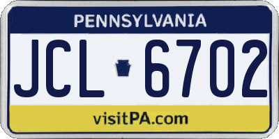 PA license plate JCL6702