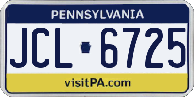 PA license plate JCL6725