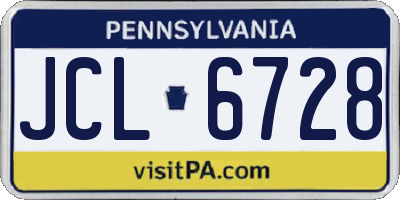 PA license plate JCL6728