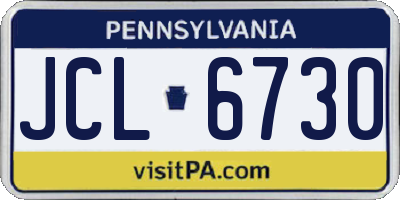 PA license plate JCL6730