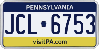 PA license plate JCL6753