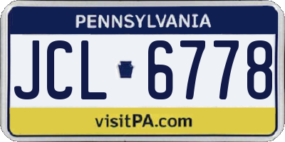 PA license plate JCL6778