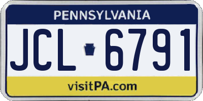 PA license plate JCL6791