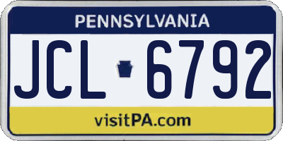PA license plate JCL6792