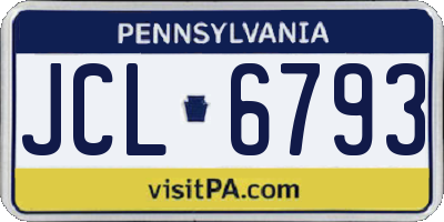 PA license plate JCL6793