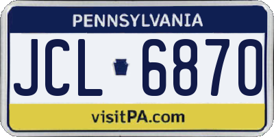 PA license plate JCL6870