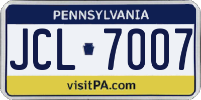 PA license plate JCL7007