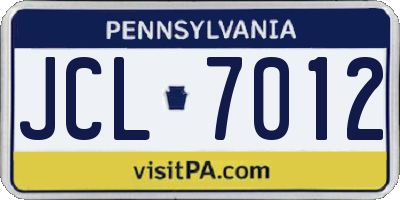 PA license plate JCL7012