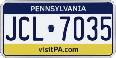 PA license plate JCL7035