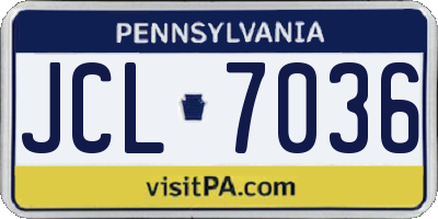 PA license plate JCL7036