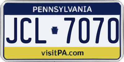 PA license plate JCL7070