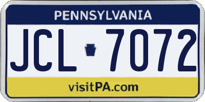 PA license plate JCL7072