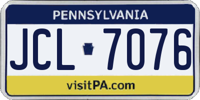 PA license plate JCL7076