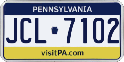 PA license plate JCL7102