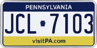 PA license plate JCL7103