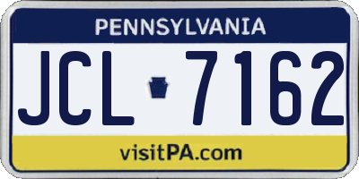 PA license plate JCL7162