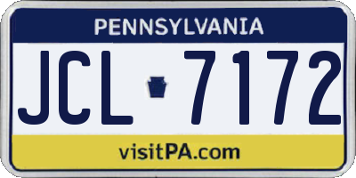 PA license plate JCL7172