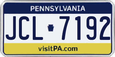 PA license plate JCL7192