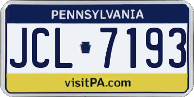 PA license plate JCL7193