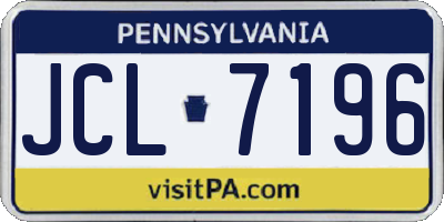 PA license plate JCL7196