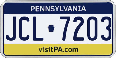 PA license plate JCL7203