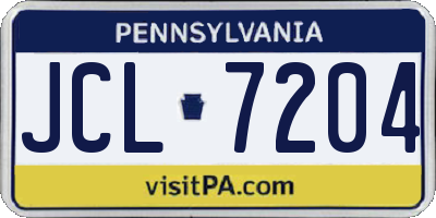 PA license plate JCL7204