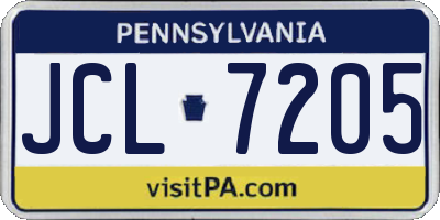 PA license plate JCL7205