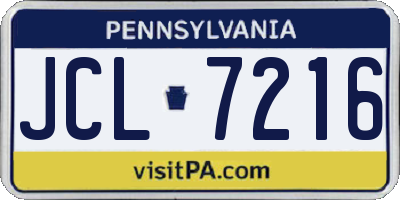 PA license plate JCL7216
