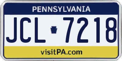 PA license plate JCL7218