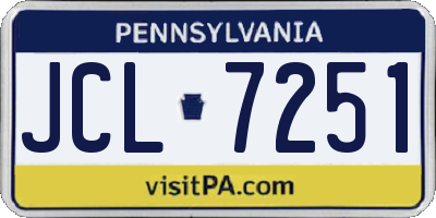 PA license plate JCL7251