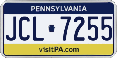 PA license plate JCL7255