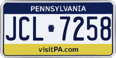 PA license plate JCL7258