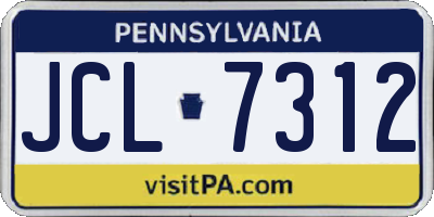 PA license plate JCL7312