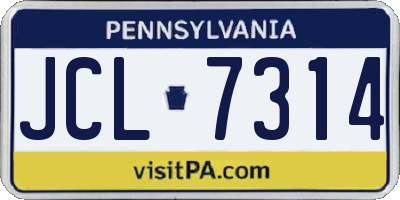 PA license plate JCL7314