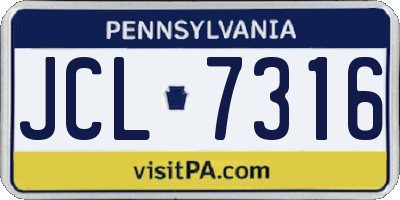 PA license plate JCL7316