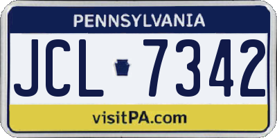 PA license plate JCL7342