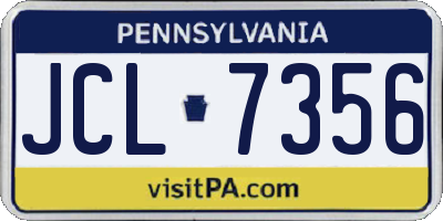 PA license plate JCL7356