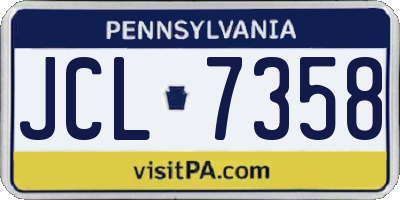 PA license plate JCL7358