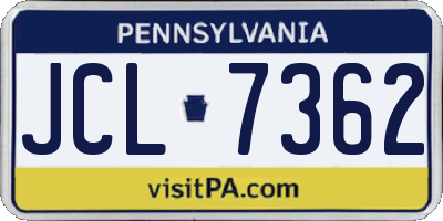 PA license plate JCL7362
